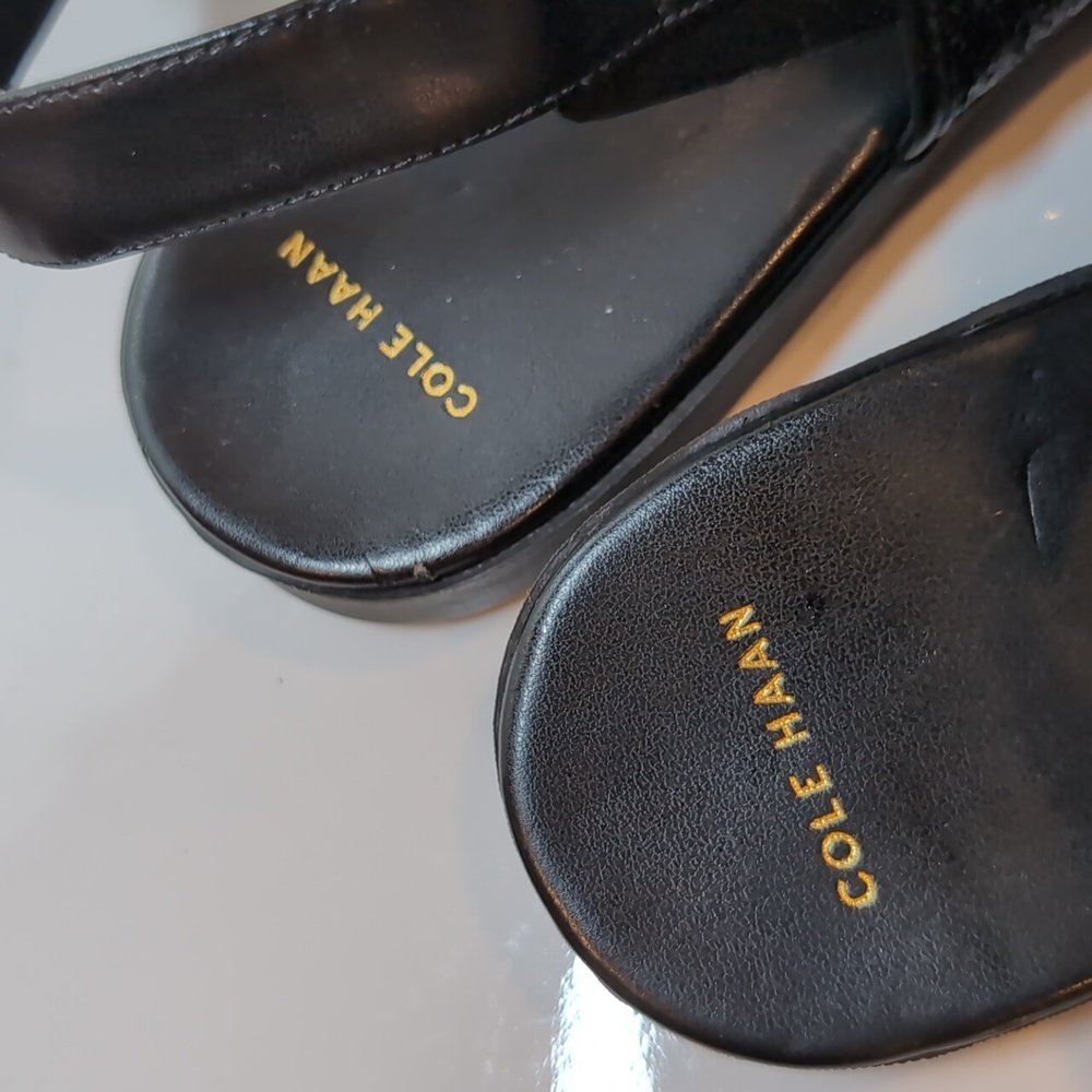 Cole Haan Korban Leather Glitter Sandals Wide Straps Adjustable Ankle Platform - Picture 8 of 11